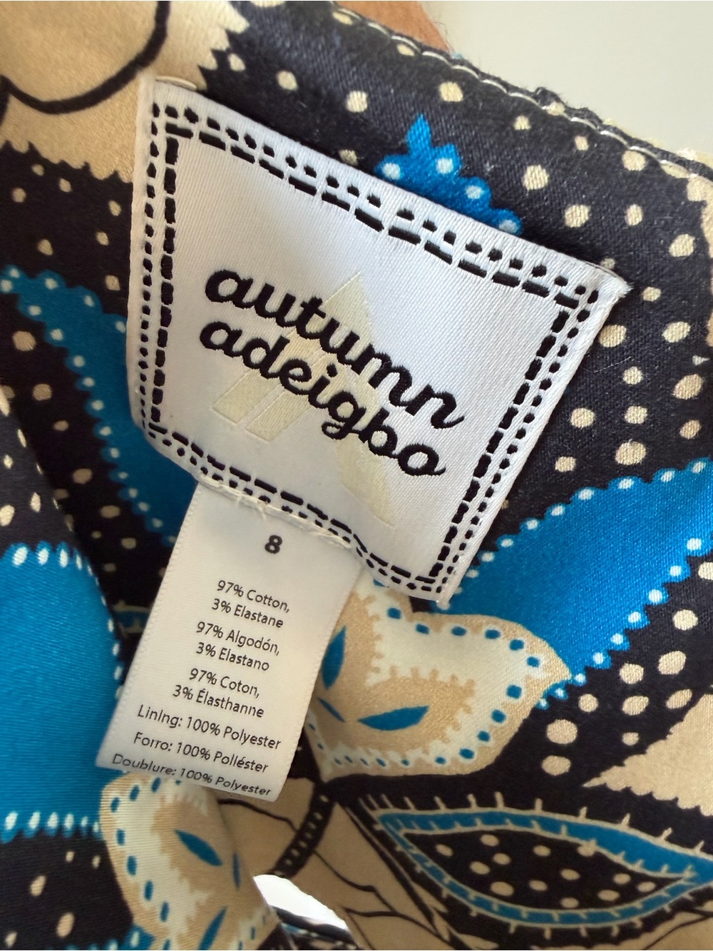 Autumn Adeigbo Cream and Blue Floral One-Shoulder Midi Dress - Picture 5 of 5